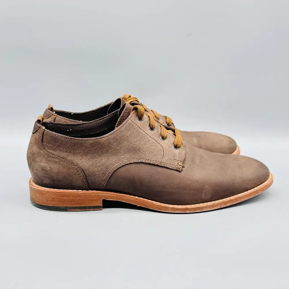 Cole Haan Shoes Mens 7.5 Brown Nubuck Leather Feathercraft Blucher Oxford Dress